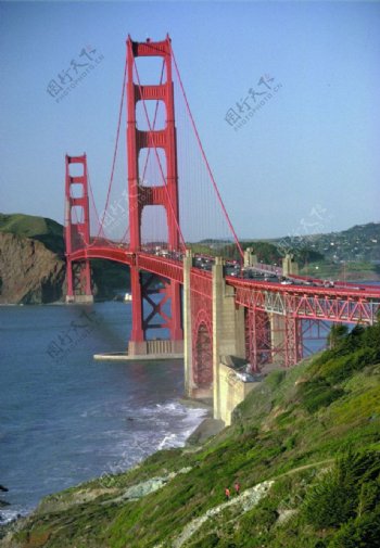铁桥与江水图片