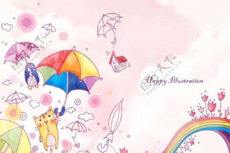 彩虹雨伞图片