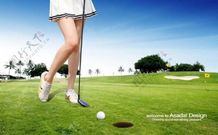 美女打高尔夫图片