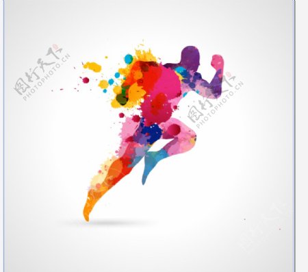 彩色喷绘奔跑男子图片