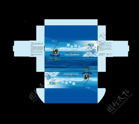 海洋冰沙包装盒平面展开图图片