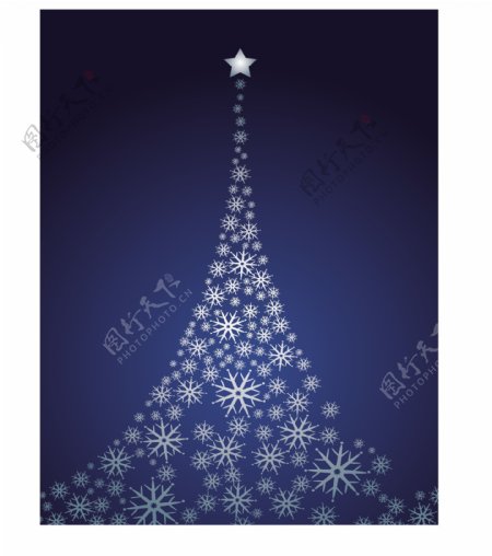 星星降落雪花圣诞树图片