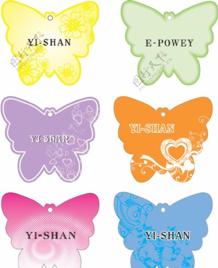 六款美丽花纹蝴蝶吊牌图片