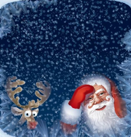 雪夜圣诞老人圣诞背景图片