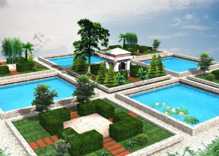 游泳池庭院图片