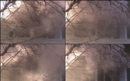 火烧房屋烟雾缭绕图片