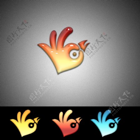 手OK手势鸟logo图片