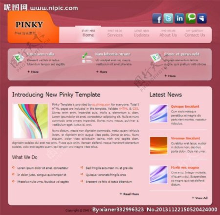 粉色商务网页模板图片