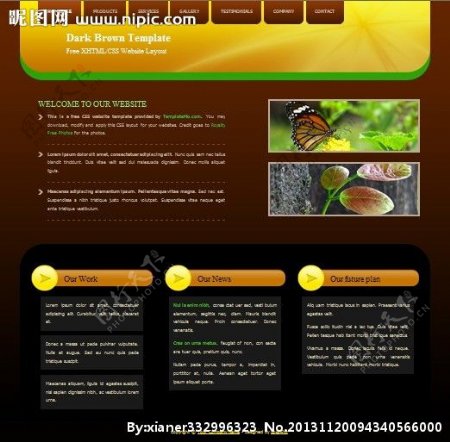 深褐色商务网页模板图片