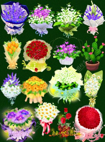 各种鲜花花束已抠图图片