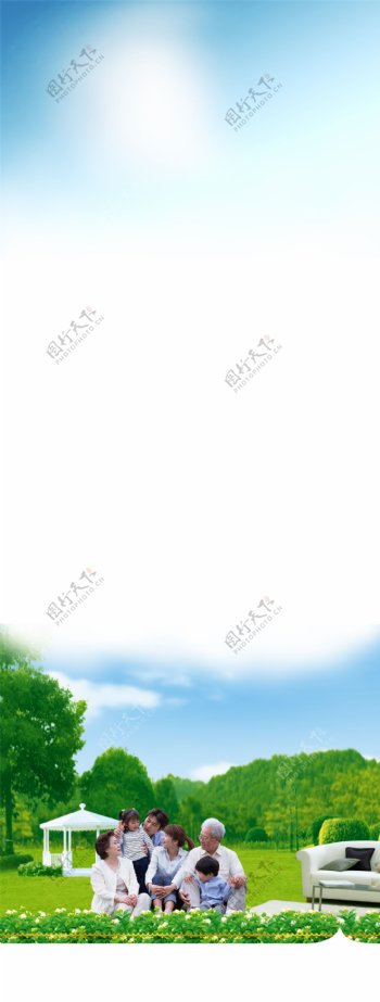蓝天白云草地背景图片