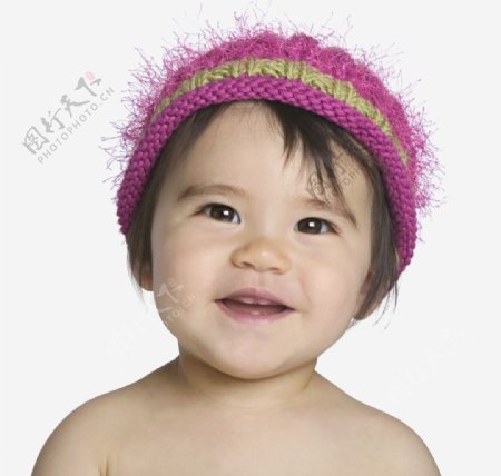 带着帽子的微笑宝宝婴儿图片
