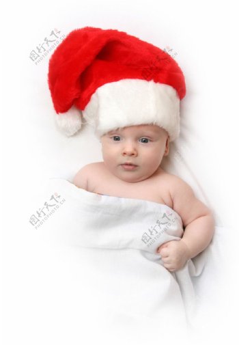 带着圣诞帽子的婴儿图片