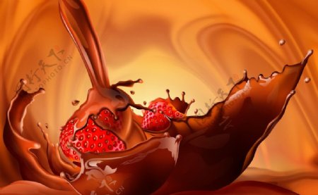 草莓巧克力背景素材图片
