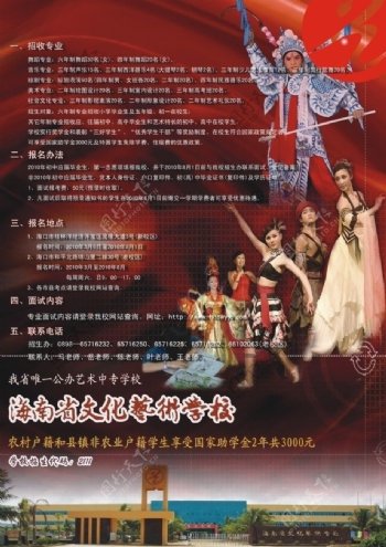 海南省文化艺术学校海报设计图片