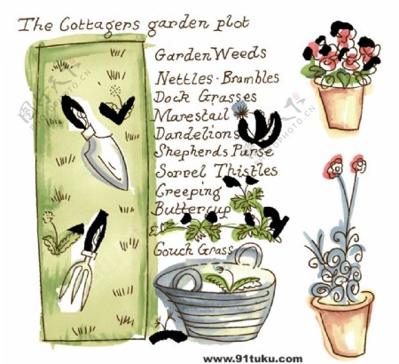 卡通花盆栽素材图片