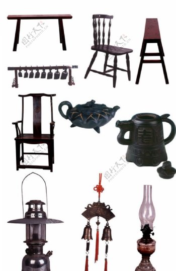 长凳靠椅太师椅茶壶茶具油灯马灯风铃仿古家具图片