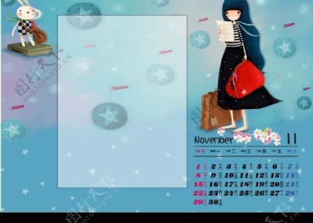 2009花季少女日历模板图片
