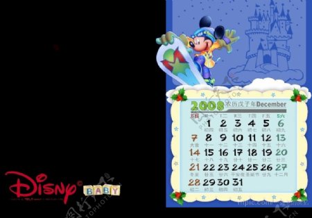 2008迪士尼台历模板12月图片