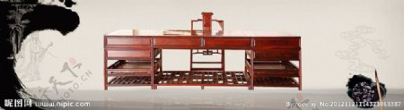 红木家具书桌笔砚中国风图片
