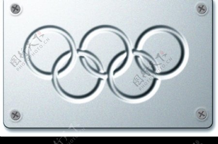 奥运五环金属质感标牌图片