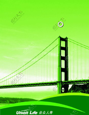 绿色海报桥水图片
