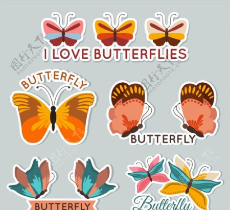 5款彩色蝴蝶标签