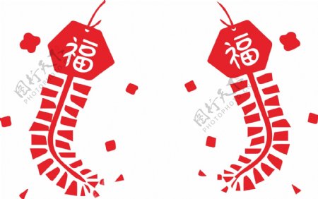 春节过年鞭炮六边形福字挂件