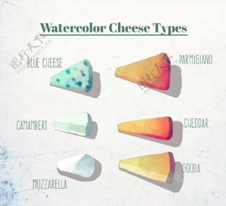 6款水彩绘三角奶酪矢量素材