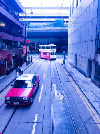 香港街道叮叮车巴士