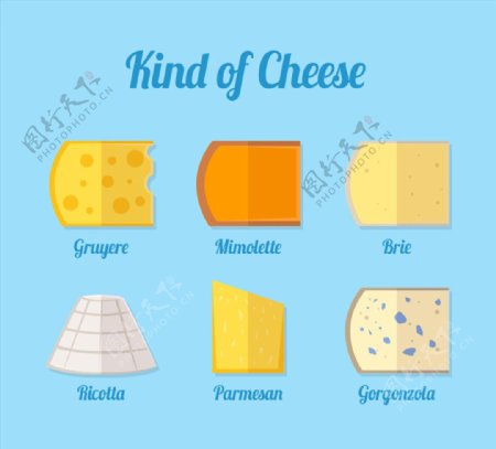 6款扁平化奶酪设计矢量素材