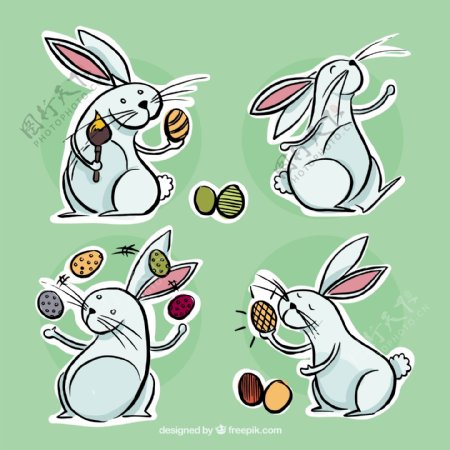 绘制复活节手兔子标签
