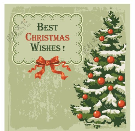 素雅圣诞树背景卡片设计