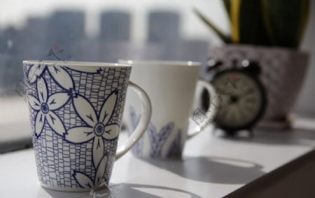 创意青花骨瓷马克杯水杯咖啡杯