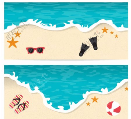 夏季沙滩banner矢量素材