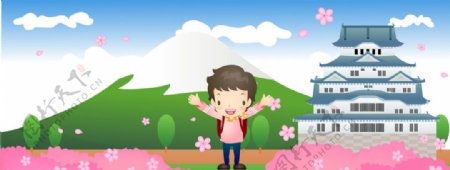 日本旅游可爱卡通男孩
