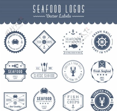 海洋食品标签矢量素材
