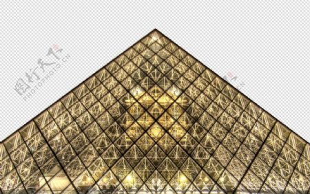 金色金字塔法国博物馆发光
