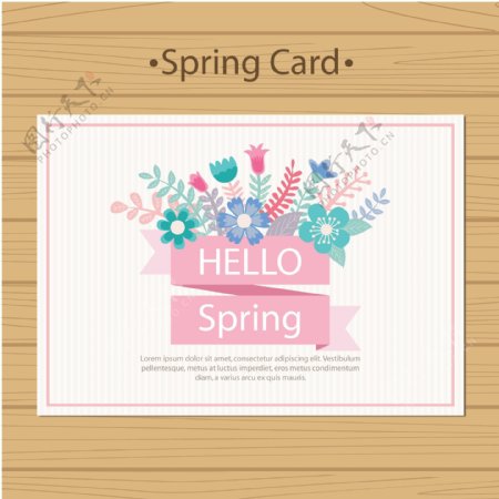 彩色春季花卉卡片矢量素材