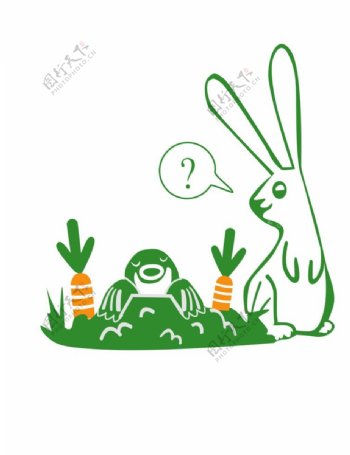 矢量卡通兔子印花图案
