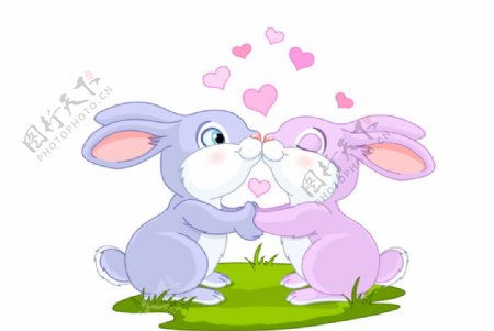 卡通兔子情侣