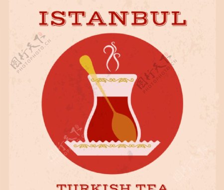 卡通土耳其茶背景矢量素材