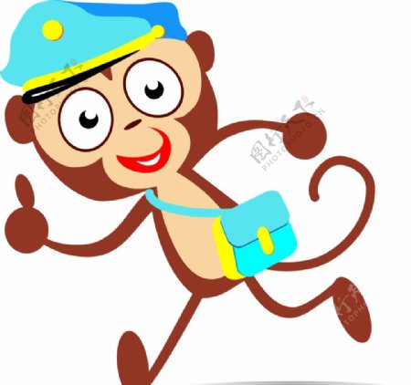 邮递员卡通画矢量猴子