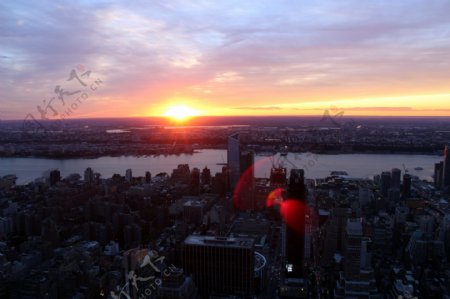 纽约城市日落唯美