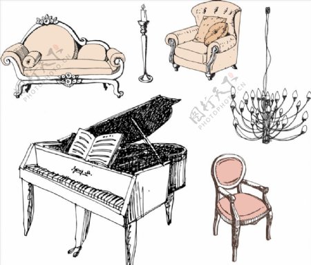 钢琴与沙发
