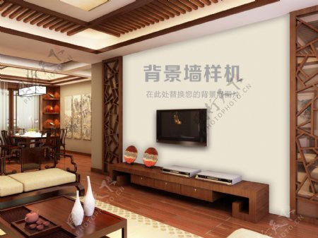 中式电视背景墙样机P03