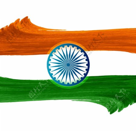 水彩画风格印度国旗