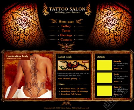 国外纹身行业健美类网页设计