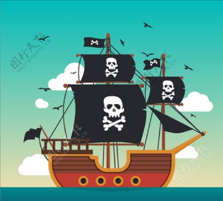 平面海盗船背景的设计