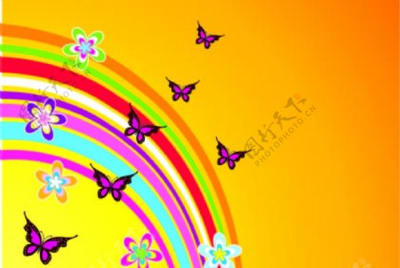 蝴蝶彩虹背景图